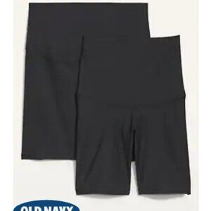 Maternity 2-Pack Full Panel & Postpartum Support PowerSoft Biker Shorts (8 inch)